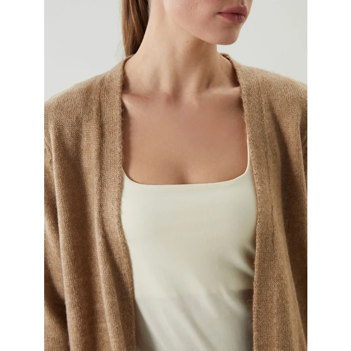 LCWAIKIKI Classic Kahverengi Şal Yaka Kadın Triko Hırka