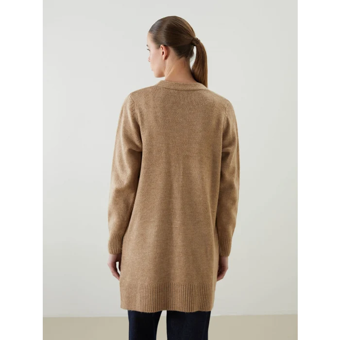 LCWAIKIKI Classic Kahverengi Şal Yaka Kadın Triko Hırka