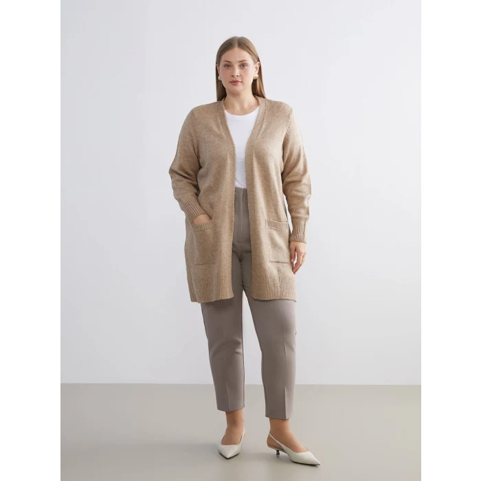 LCWAIKIKI Classic Kahverengi Şal Yaka Kadın Triko Hırka