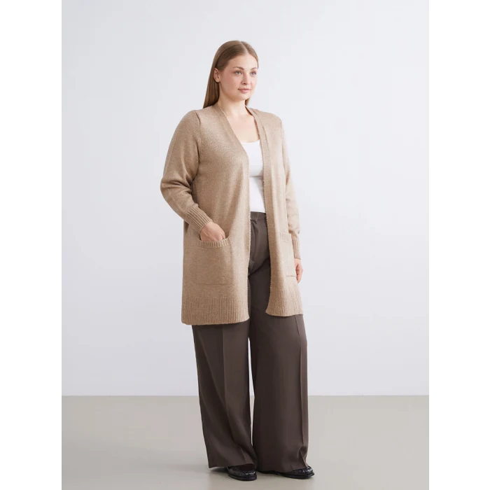 LCWAIKIKI Classic Kahverengi Şal Yaka Kadın Triko Hırka