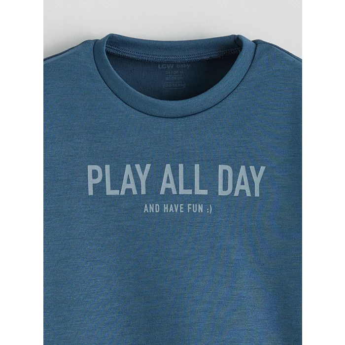 LCW baby Petrol Baskılı Erkek Bebek Sweatshirt ve Pantolon 2li