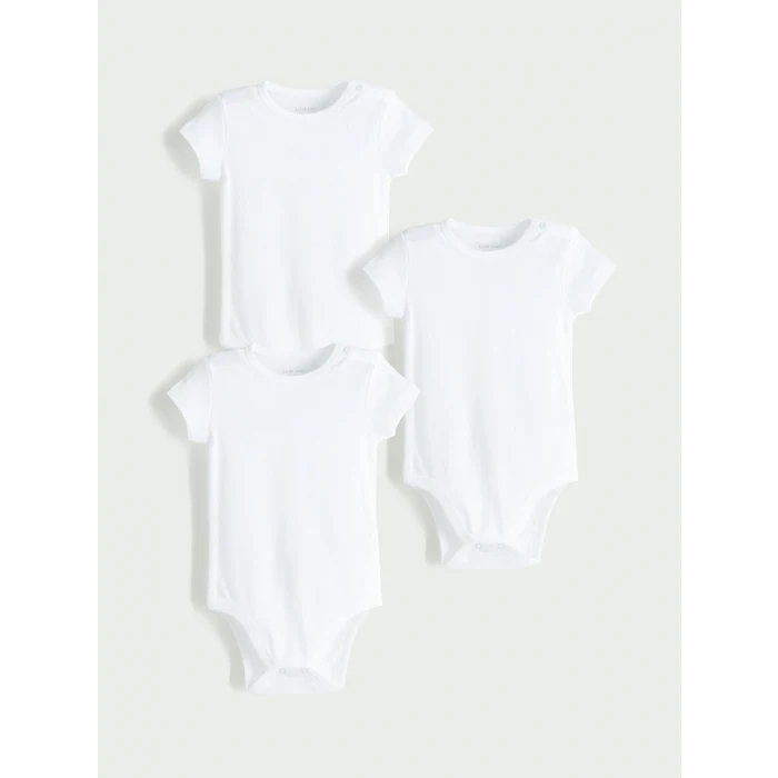LCW baby Ekru Basic Erkek Bebek Çıtçıtlı Body 3lü