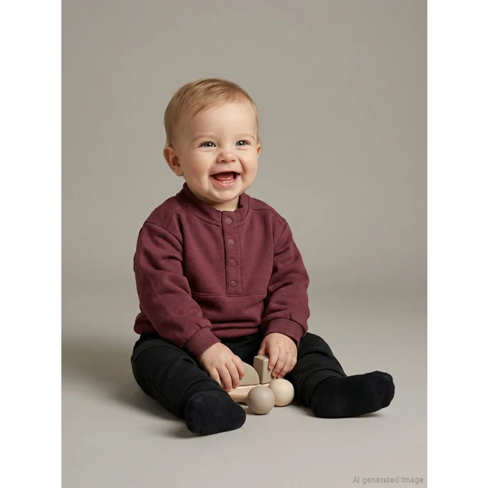 LCW baby Bordo Erkek Bebek Kalın Sweatshirt ve Eşofman Altı
