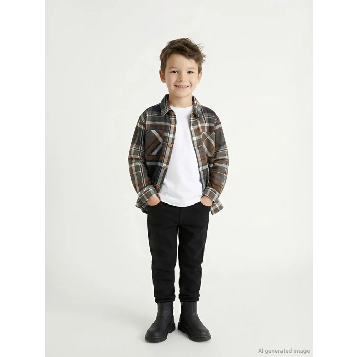 LCW Kids Antrasit Ekose Erkek Çocuk Oduncu Gömlek