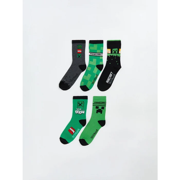 LCW Kids Karışık Minecraft Baskılı Erkek Çocuk Soket Çorap 5li