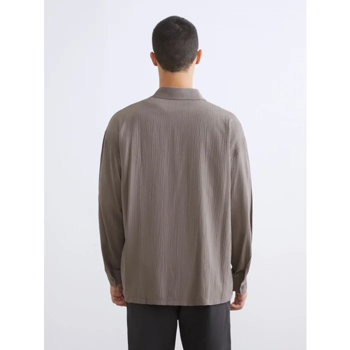 XSIDE Bej Rahat Kalıp Dokulu Erkek Gömlek