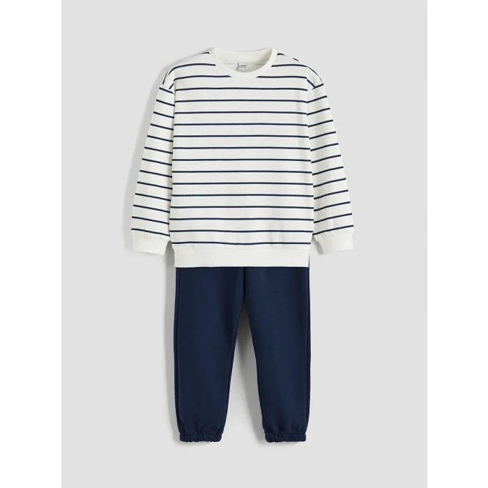 LCW Kids Lacivert Bisiklet Yaka Erkek Çocuk Sweatshirt ve Eşofman Alt