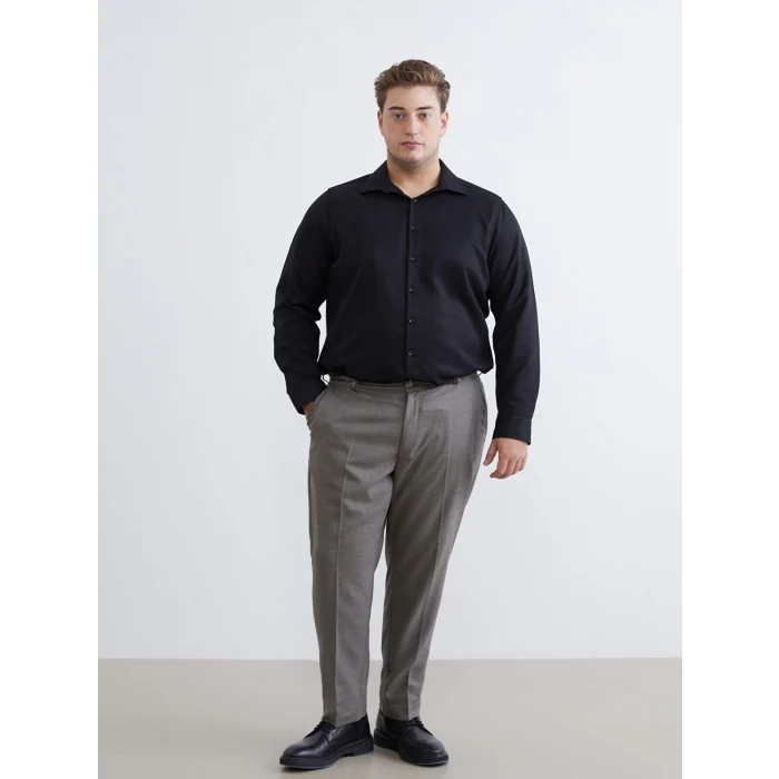 LCWAIKIKI Classic Siyah Slim Fit Uzun Kollu Armürlü Erkek Gömlek