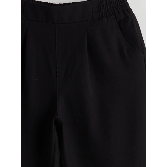 LCW Kids Siyah Wideleg Pileli Kız Çocuk Pantolon