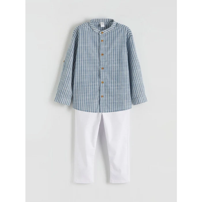 LCW baby Ekru Hakim Yaka Erkek Çocuk Gömlek ve Pantolon