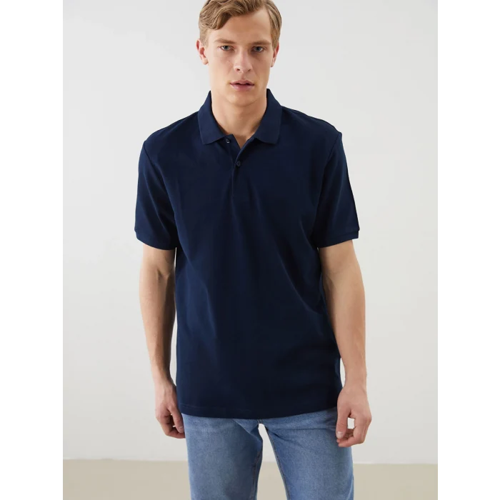 LCWAIKIKI Classic Lacivert Polo Yaka Kısa Kollu Pike Erkek Tişört