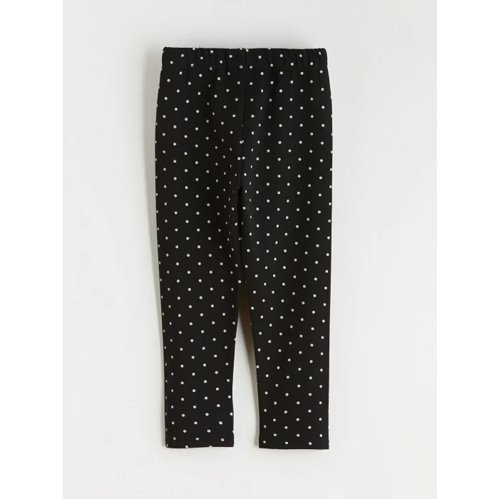 LCW Kids Siyah Beli Lastikli Puantiyeli Kız Çocuk Tayt