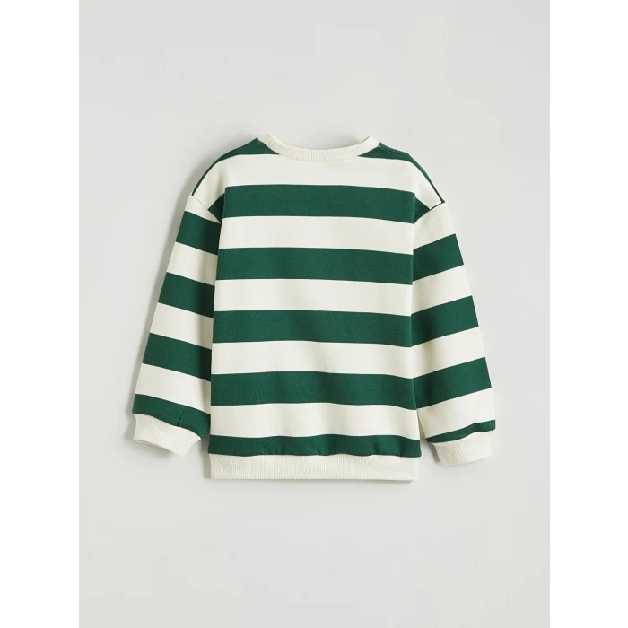 LCW baby Ekru Çizgili Erkek Bebek Kalın Sweatshirt