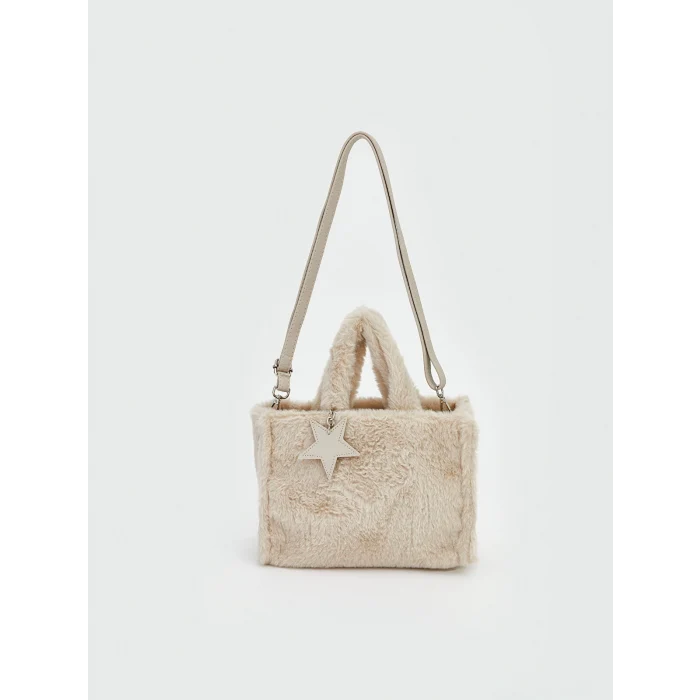 LCW ACCESSORIES Ekru Pelüş Kadın El Çantası