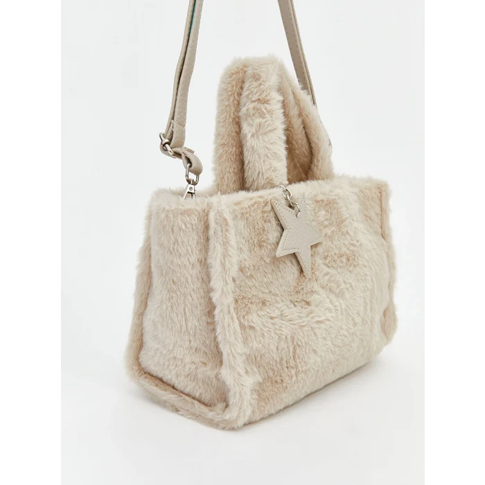 LCW ACCESSORIES Ekru Pelüş Kadın El Çantası