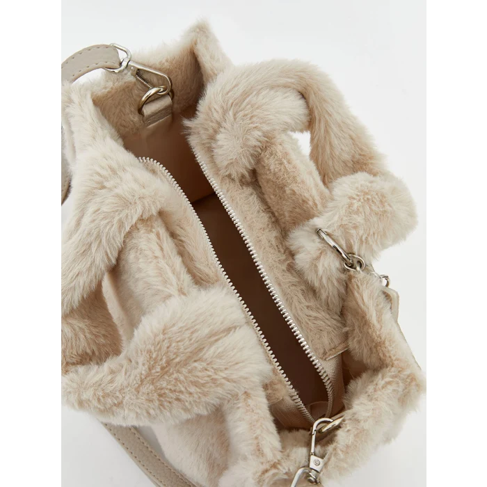 LCW ACCESSORIES Ekru Pelüş Kadın El Çantası