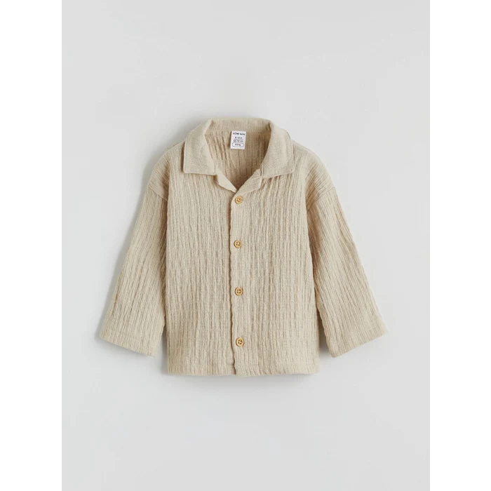 LCW baby Bej Müslin Erkek Bebek Gömlek ve Pantolon