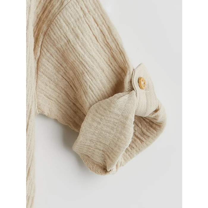 LCW baby Bej Müslin Erkek Bebek Gömlek ve Pantolon