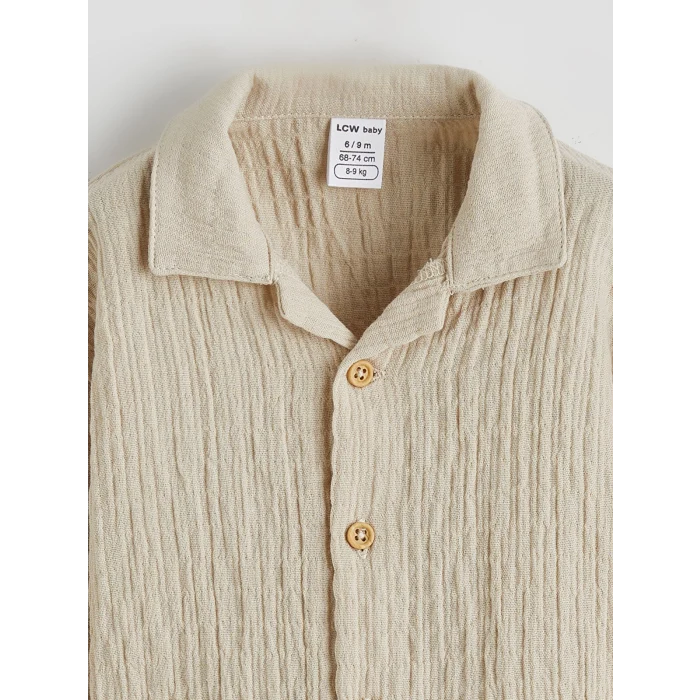 LCW baby Bej Müslin Erkek Bebek Gömlek ve Pantolon