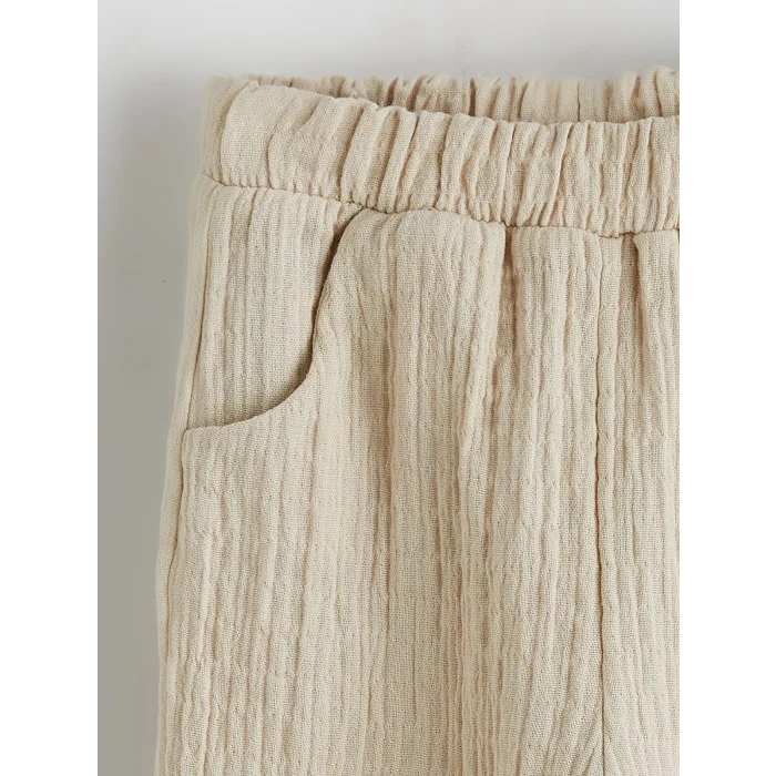 LCW baby Bej Müslin Erkek Bebek Gömlek ve Pantolon