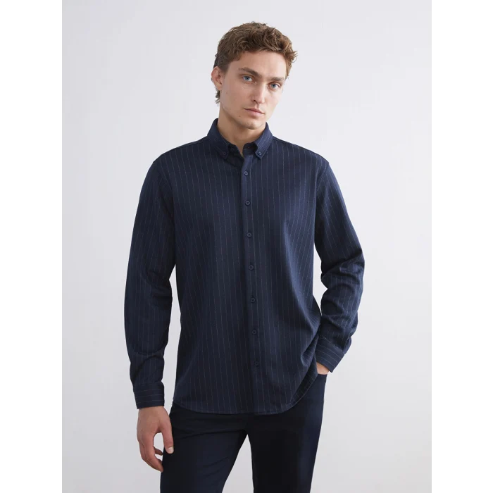 SOUTHBLUE Lacivert Çizgili Uzun Kollu Erkek Gömlek
