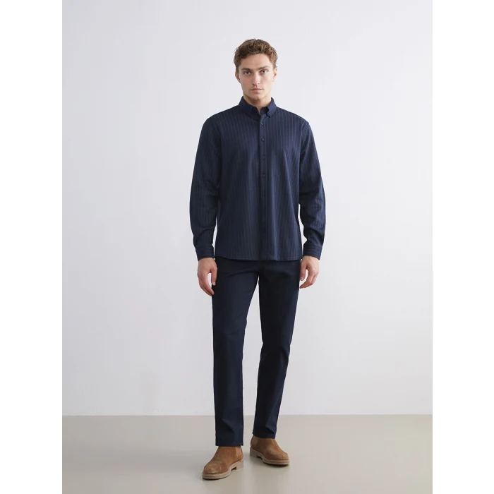 SOUTHBLUE Lacivert Çizgili Uzun Kollu Erkek Gömlek
