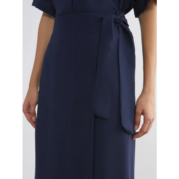 LCWAIKIKI Classic Lacivert Beli Bağlamalı Saten Etek