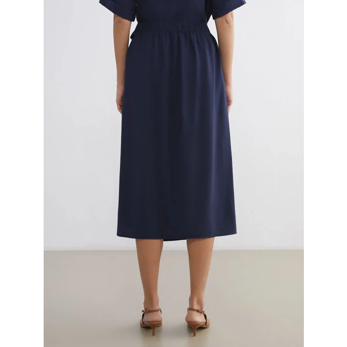 LCWAIKIKI Classic Lacivert Beli Bağlamalı Saten Etek