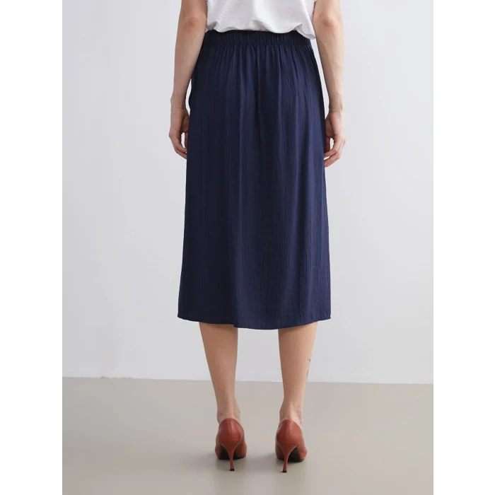 LCWAIKIKI Classic Lacivert Beli Bağlamalı Saten Etek