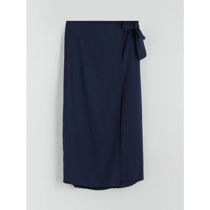 LCWAIKIKI Classic Lacivert Beli Bağlamalı Saten Etek