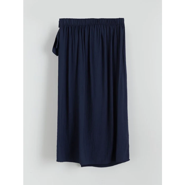 LCWAIKIKI Classic Lacivert Beli Bağlamalı Saten Etek