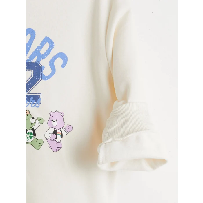 LCW Kids Ekru Kapüşonlu Care Bears Baskılı Kız Çocuk Sweatshirt