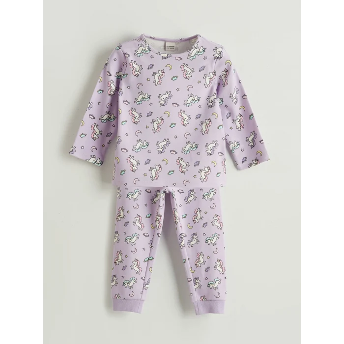 LCW Kids Lila Desenli Kız Çocuk Pijama Takımı