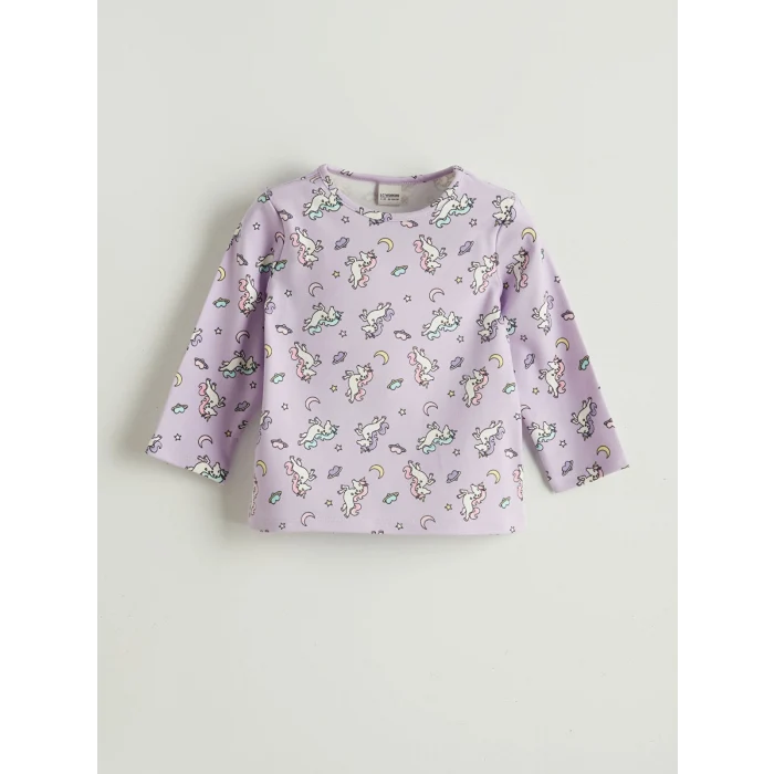 LCW Kids Lila Desenli Kız Çocuk Pijama Takımı