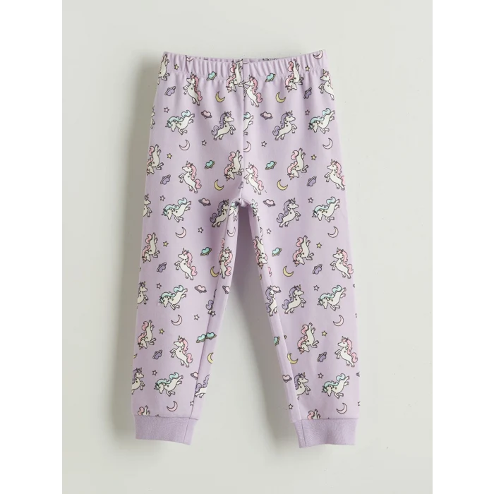 LCW Kids Lila Desenli Kız Çocuk Pijama Takımı