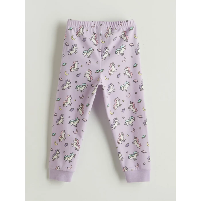 LCW Kids Lila Desenli Kız Çocuk Pijama Takımı