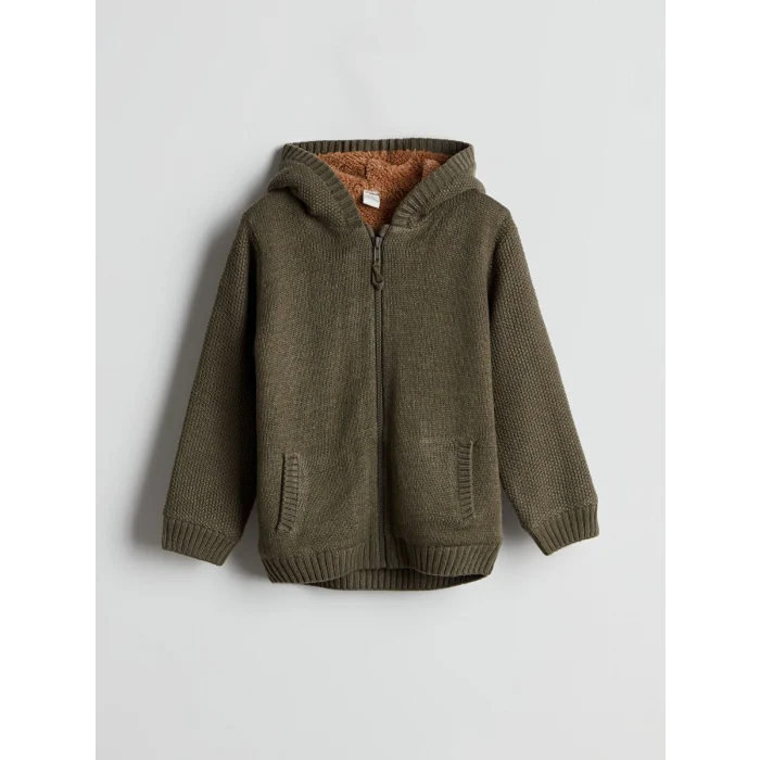 LCW Kids Haki Kapüşonlu Erkek Çocuk Triko Hırka