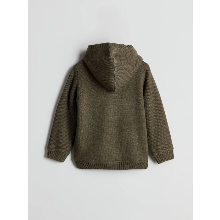 LCW Kids Haki Kapüşonlu Erkek Çocuk Triko Hırka