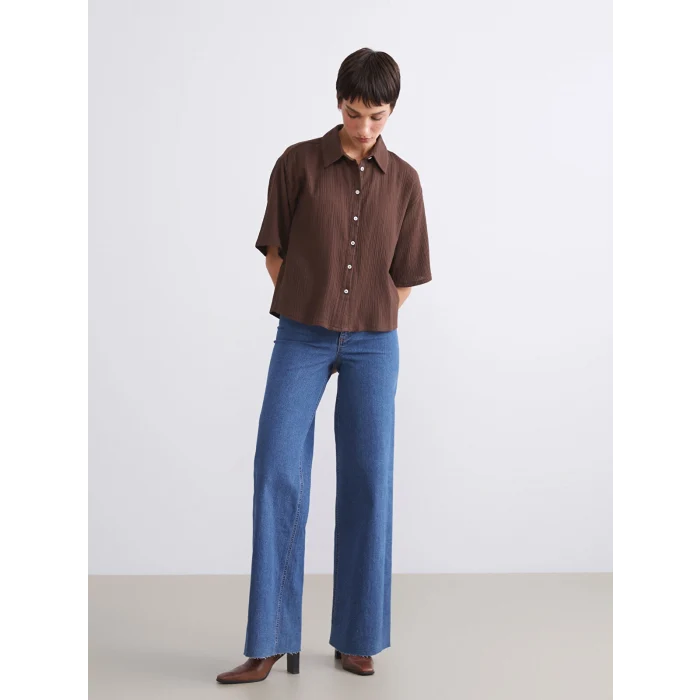 LCW Vision Kahverengi Dokulu Kadın Gömlek