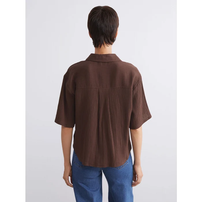 LCW Vision Kahverengi Dokulu Kadın Gömlek