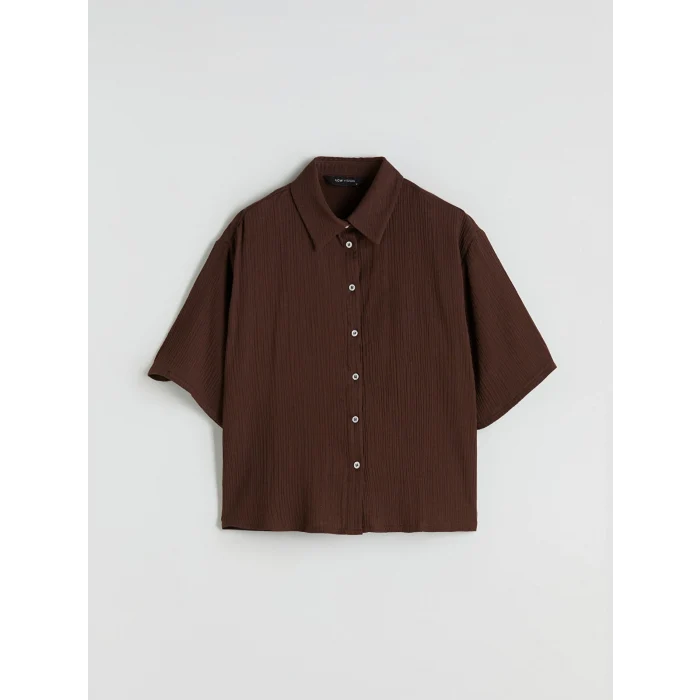 LCW Vision Kahverengi Dokulu Kadın Gömlek