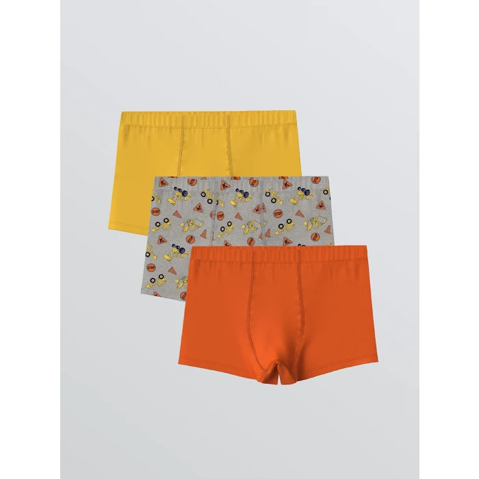 LCW Kids Gri Baskılı Erkek Çocuk Boxer 3lü