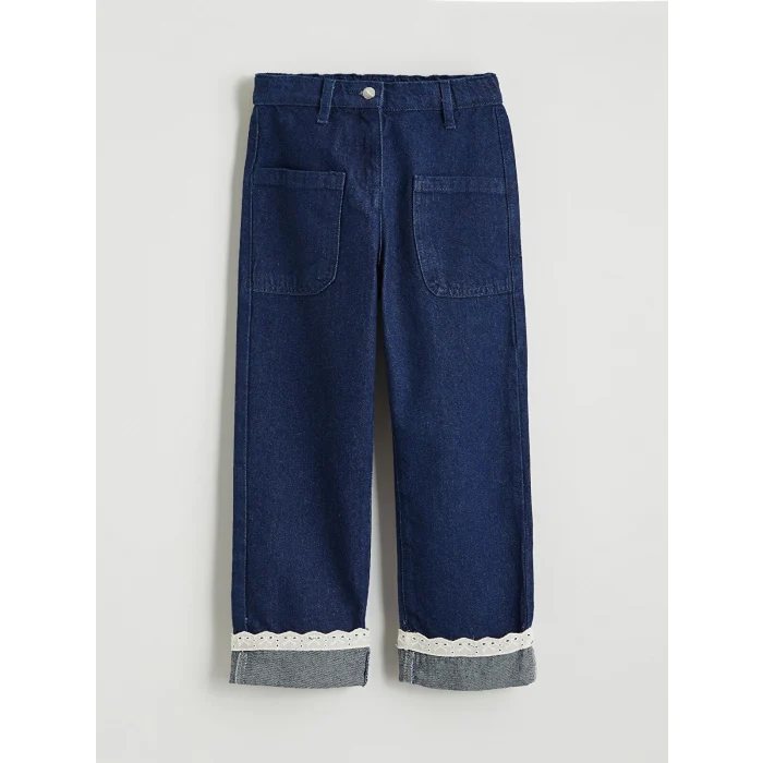 LCW Kids İndigo Beli Lastikli Kız Çocuk Jean Pantolon