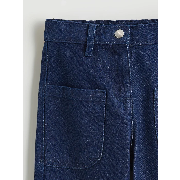 LCW Kids İndigo Beli Lastikli Kız Çocuk Jean Pantolon