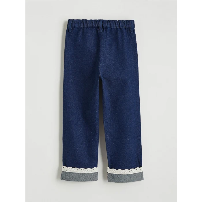 LCW Kids İndigo Beli Lastikli Kız Çocuk Jean Pantolon