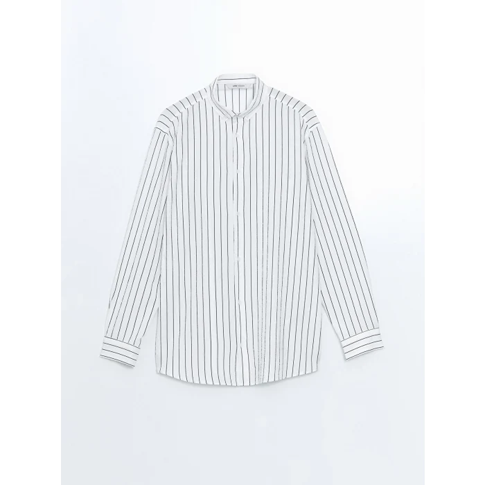LCW Vision Beyaz Slim Fit Çizgili Erkek Gömlek