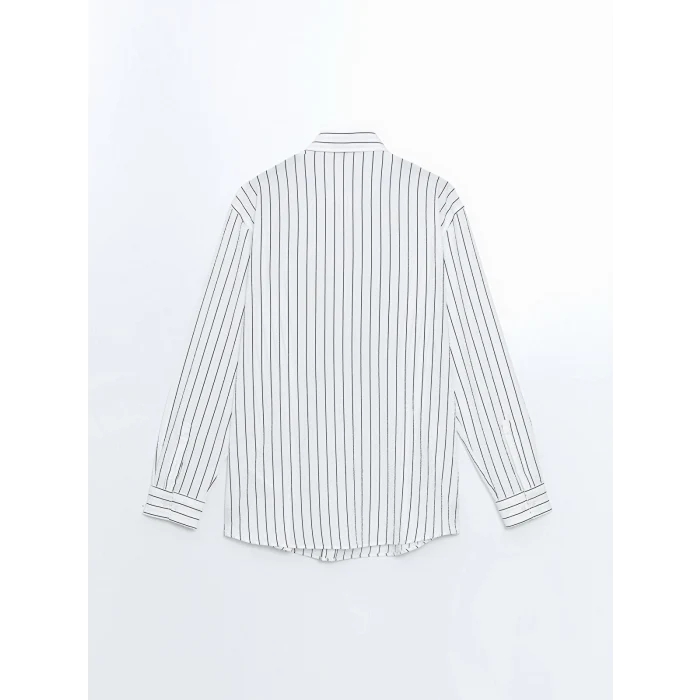 LCW Vision Beyaz Slim Fit Çizgili Erkek Gömlek