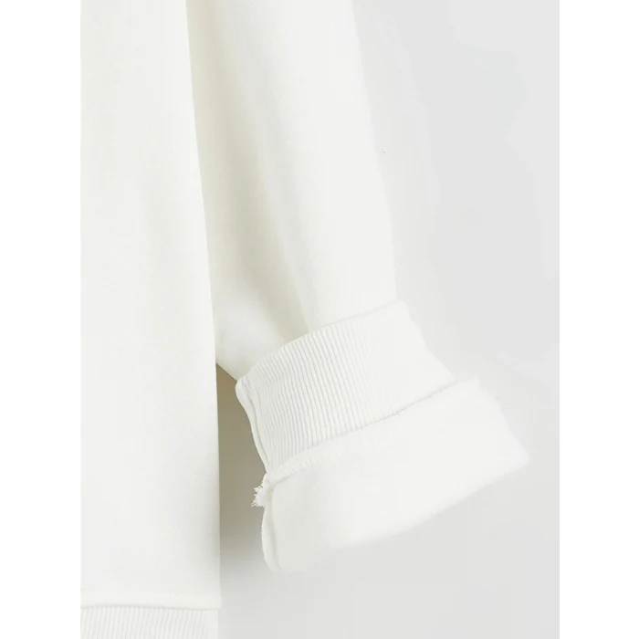 LCW Kids Ekru Fiyonk Baskılı Kız Çocuk Sweatshirt