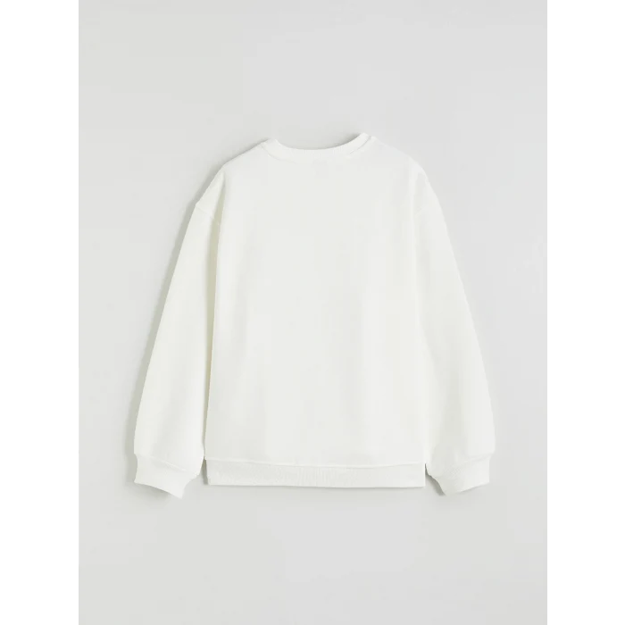 LCW Kids Ekru Fiyonk Baskılı Kız Çocuk Sweatshirt