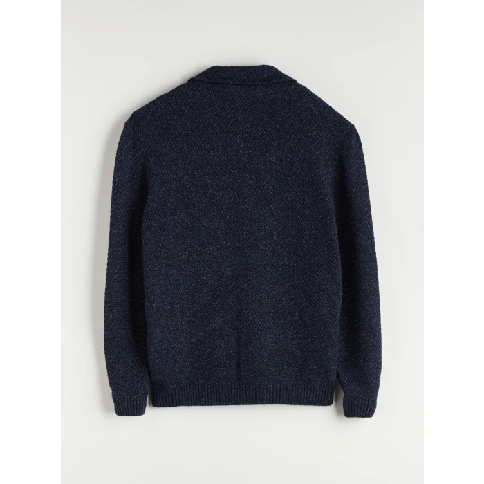 SOUTHBLUE Lacivert Standart Kalıp Ceket Yaka Erkek Triko Hırka